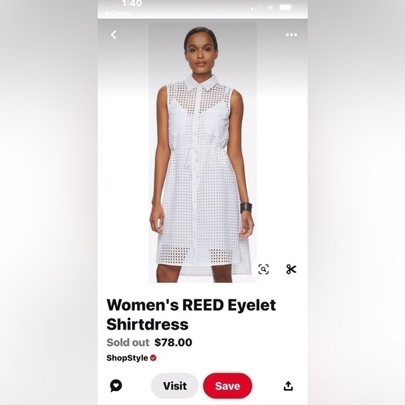 REED Women’s Novelty Shirt Dress White Eyelet Limited Edition Size-M NWT - Picture 12 of 13